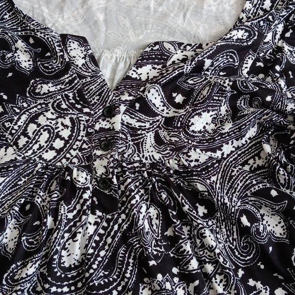 Halife Paisley Black White Long Sleeve Top‎ M - Picture 2 of 3